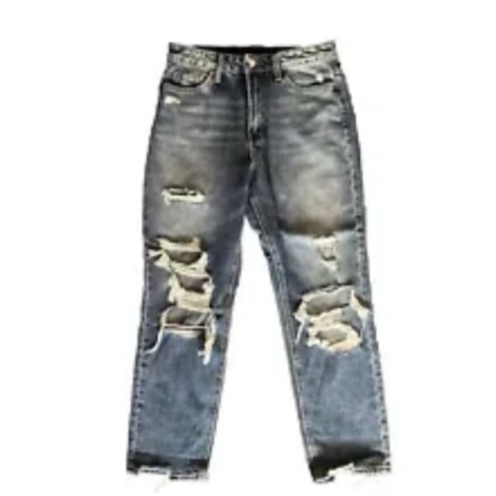 VERVET High Rise Convertible Paper Bag Distressed Women’s Denim Blue Jeans sz 28